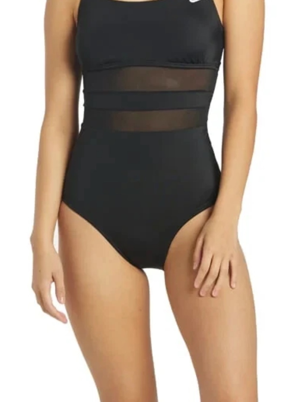 Nike Black One-Piece Swimsuit with Sheer Mid Panels